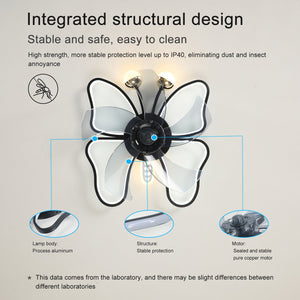 English Elm 19.7 Inch Light Ceiling Fan with Dimmable 24W LED, Remote, Timer, Quiet Modern Butterfly Black W1340103802