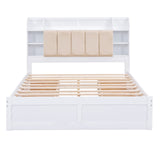 Hearth and Haven York Queen Platform Bed with Storage Headboard, Shelves and 4 Drawers, White GX000344AAK-1