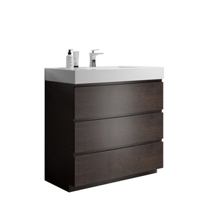 English Elm Alice 36" Walnut Bathroom Vanity With Large Storage, Modern Design, Soft-Close Drawers & Pre-Assembled W1865S00021