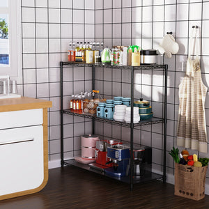 English Elm 3 3-Tier Heavy Duty Wire Shelving Unit, NSF Certified 1050 lb Capacity, Adjustable Shelves & Feet Black W155091053