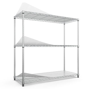 English Elm 3 3-Tier Heavy Duty Wire Shelving Unit, NSF Certified 1050 lb Capacity, Adjustable Shelves & Feet Chrome W155091055