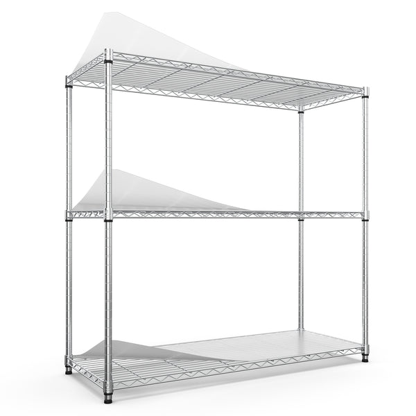 English Elm 3 3-Tier Heavy Duty Wire Shelving Unit, NSF Certified 1050 lb Capacity, Adjustable Shelves & Feet Chrome W155091055