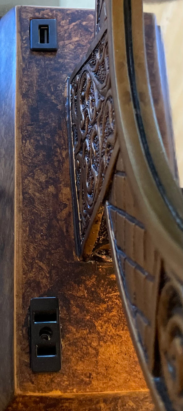 English Elm 28" Antique Brown Polyresin Table Lamp with Floating Crystal Accent, USB Outlet & Built-In Nightlight B080119242