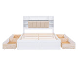 Hearth and Haven York Queen Platform Bed with Storage Headboard, Shelves and 4 Drawers, White GX000344AAK-1