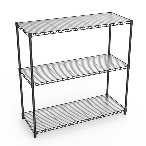English Elm 3 3-Tier Heavy Duty Wire Shelving Unit, NSF Certified 1050 lb Capacity, Adjustable Shelves & Feet Black W155091053