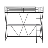 Hearth and Haven Twin Loft Bed with Desk, Ladder and Full Length Guardrails, Black WF306851AAB