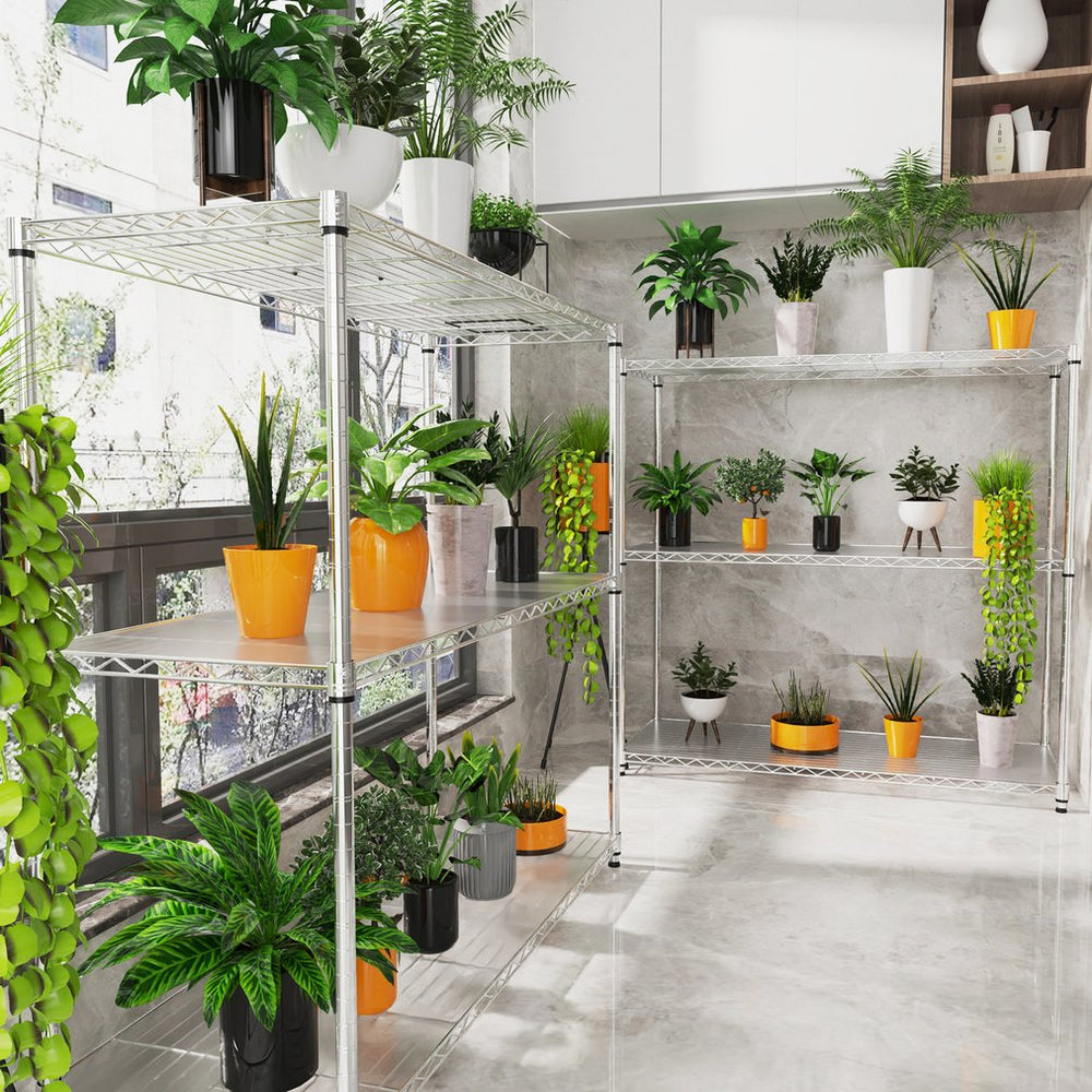 English Elm 3 3-Tier Heavy Duty Wire Shelving Unit, NSF Certified 1050 lb Capacity, Adjustable Shelves & Feet Chrome W155091055