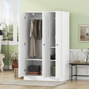 English Elm 3-door Shutter Panel Wardrobe with Rail and Shelves for Modern Bedroom Storage LP006004AAK
