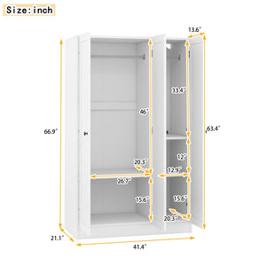 English Elm 3-door Shutter Panel Wardrobe with Rail and Shelves for Modern Bedroom Storage LP006004AAK