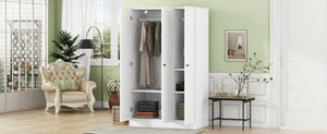 English Elm 3-door Shutter Panel Wardrobe with Rail and Shelves for Modern Bedroom Storage LP006004AAK