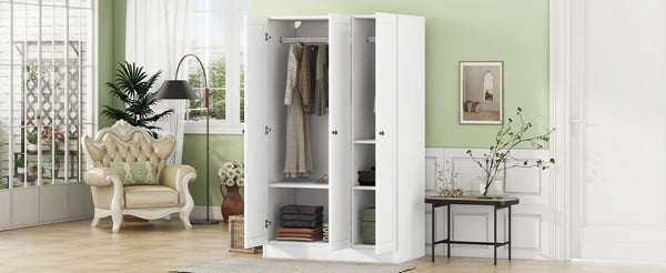 English Elm 3-door Shutter Panel Wardrobe with Rail and Shelves for Modern Bedroom Storage LP006004AAK