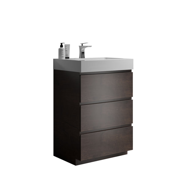 English Elm Alice 24" Walnut Bathroom Vanity With One-Piece Sink, Ample Storage & Soft-Close Drawers, Eco-Friendly W1865S00019
