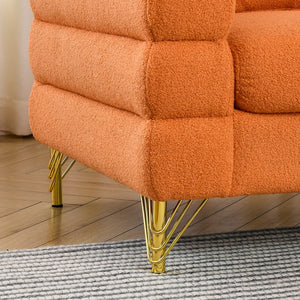 English Elm 81 Oversized 3 Seater Sectional Sofa - Orange Teddy Fabric, Deep Seating, 3 Pillows, Modern Comfort for Living Room Office Bedroom (W834S00034) W834S00512