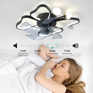 English Elm 19.7 Inch Light Ceiling Fan With Lights Remote Control With Modern Butterfly Design Styling, Black, Fan For Bedroom, Living Room, Timing Function, Noiseless, Children'S Favorite