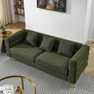 English Elm 3-Seater Plush Green Teddy Sofa Set - Cozy, Durable & Stylish Combination For Family Rooms W834S00163