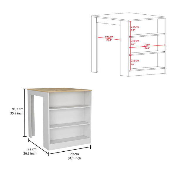 English Elm 2 Piece Kitchen Set with Island and Pantry Cabinet — Sturdy RTA Particle Board, Easy Interlock Assembly, Pre‑drilled Holes, Clear Instructions, Durable Finish White 4.3 L x 35.2 W x 4 H B0200S00221