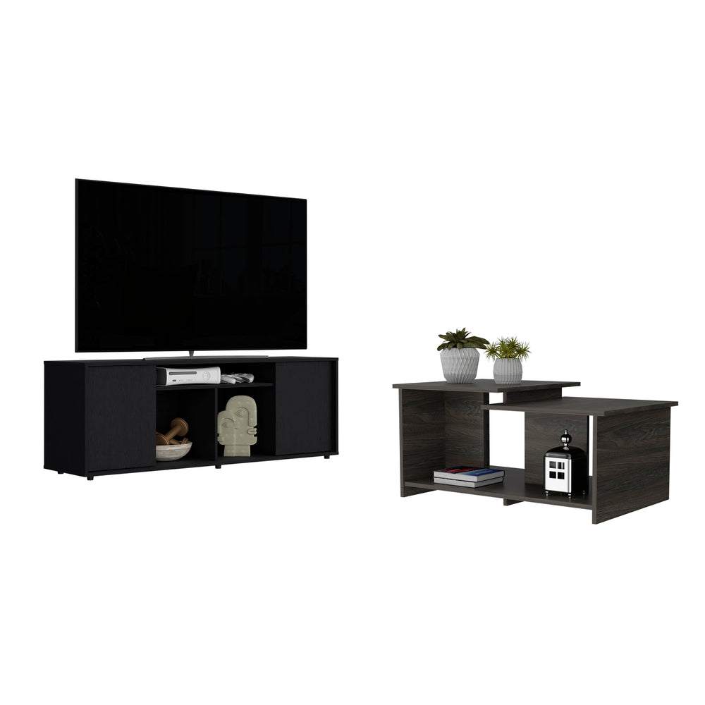 English Elm Danville 2-Piece Living Room Set with Dallas TV Stand & Leanna Coffee Table, Easy Assembly, Black/Espresso B097S00027