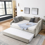 Hearth and Haven Full Size Daybed with Trundle Upholstered Tufted Sofa Bed, Linen Fabric (82.5"X58"X34") W487S00179