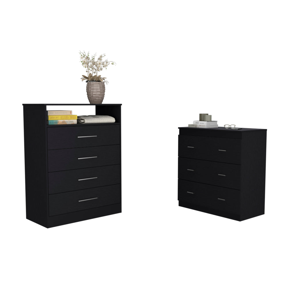 English Elm 2 Piece Bedroom Set Kairo & Capri Dressers Black - Durable Particle Board, Easy Interlock Assembly, Pre-Drilled Holes, Clear Guides B0200S00233