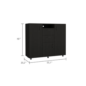 English Elm 3 Piece Milano Bedroom Set with Double-Door Dresser & 2 Salento Nightstands, Black, Easy-Assembly Durable Design B097S00064