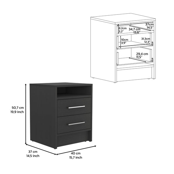 English Elm 3 Piece Bedroom Set London Armoire with 2 Leyva Nightstands Black – Sturdy RTA Wood, Easy Assembly, Durable Finish B0200S00240