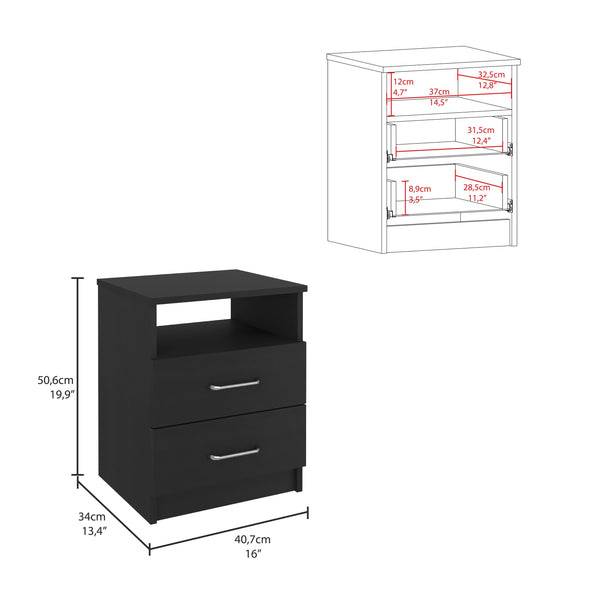 English Elm 3 Piece Bedroom Set London Armoire with Twin Salento Nightstands, Black Particleboard, Easy-Assembly, Durable Finish B0200S00235