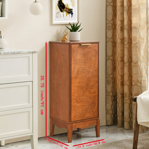 English Elm Modern Bathroom Floor Cabinet Freestanding Wooden Storage Cupboard with Adjustable Shelves, Brass Handles W1801108552