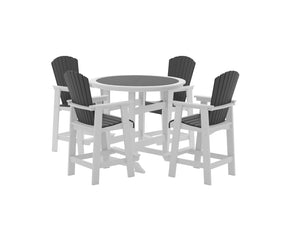English Elm HDPE High Top Patio Bar Table Set for 4 White & Gray – Durable Outdoor HDPE Dining Table and 4 Chairs W1209S00016