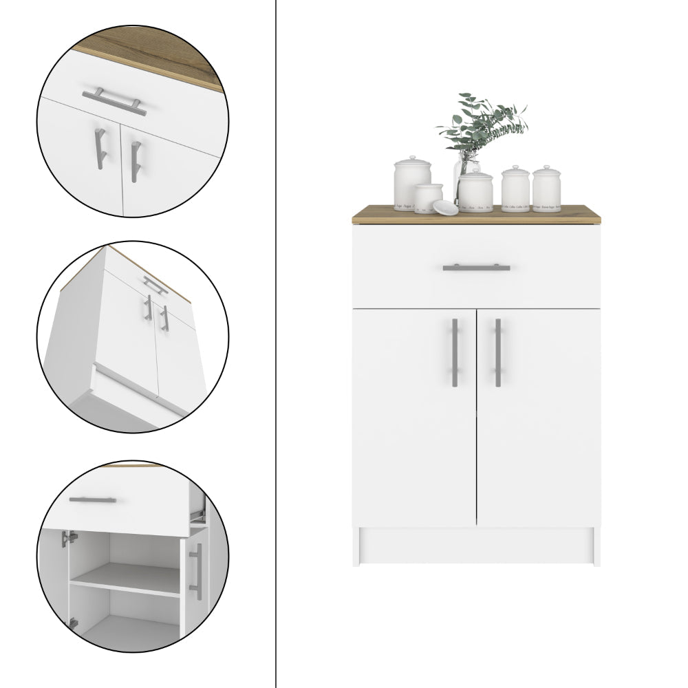 English Elm 2 Piece Kitchen Set with Island and Pantry Cabinet — Sturdy RTA Particle Board, Easy Interlock Assembly, Pre‑drilled Holes, Clear Instructions, Durable Finish White 37.48 L x 2.7 W x 7.6 H B0200S00209
