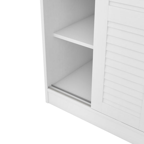 English Elm 3-door Shutter Wardrobe White Mdf Freestanding Bedroom Storage with Hanging Rail LP006003AAK