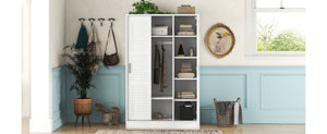 English Elm 3-door Shutter Wardrobe White Mdf Freestanding Bedroom Storage with Hanging Rail LP006003AAK
