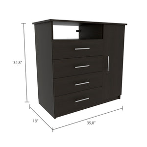 English Elm 3 Piece Bedroom Set Rioja 4-Drawer Dresser + 2 Omaha Nightstands Black — Easy Assembly, Durable Particle Board, Pre-Drilled Holes, Clear Instructions B0200S00248