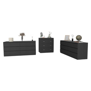 English Elm 3 Piece Bedroom Set - Black Cocora & Capri Dressers, Easy Interlock Assembly, Durable Particleboard B097S00065