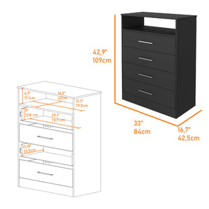 English Elm 2 Piece Bedroom Set London Armoire & Egeo 5-Drawer Dresser Black/Light Oak — RTA, Durable, Easy Assemble B0200S00237