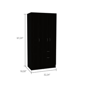 English Elm 3 Piece Cartagena Armoire with 2 Omaha Nightstands in Black – RTA Durable Particleboard, Easy Assembly, Pre-Drilled Holes, Clear Instructions B0200S00245