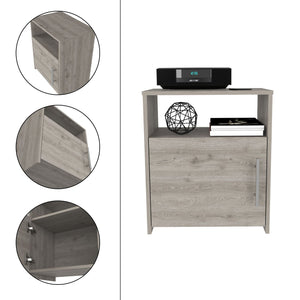 English Elm Nightstand, Modern RTA Single Door Cabinet with One Shelf, Metal Handle and Superior Top Design Gray 26.7 L x 19.6 W x 6.29 H B097120602