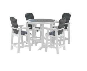 English Elm HDPE High Top Patio Bar Table Set for 4 White & Gray – Durable Outdoor HDPE Dining Table and 4 Chairs W1209S00016