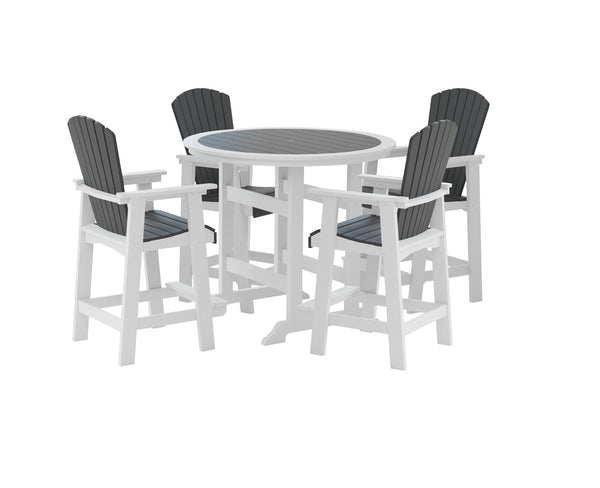 English Elm HDPE High Top Patio Bar Table Set for 4 White & Gray – Durable Outdoor HDPE Dining Table and 4 Chairs W1209S00016