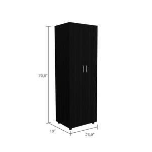 English Elm 3 Piece Bedroom Set London Armoire with 2 Leyva Nightstands Black – Sturdy RTA Wood, Easy Assembly, Durable Finish B0200S00240