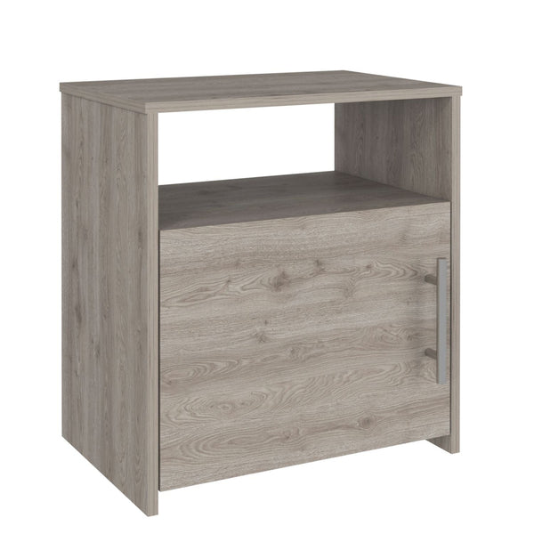 English Elm Nightstand, Modern RTA Single Door Cabinet with One Shelf, Metal Handle and Superior Top Design Gray 26.7 L x 19.6 W x 6.29 H B097120602