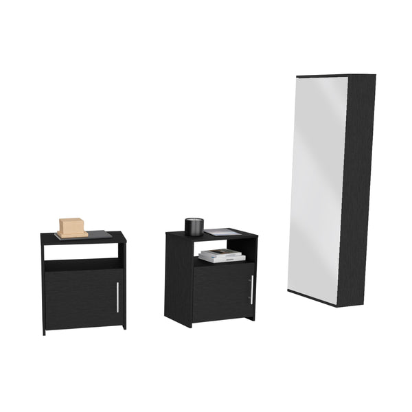 English Elm 3 Piece Bedroom Set with Baltimore Shoe Rack & 2 Omaha Nightstands Black — Easy Assemble, Durable Wood Finish, Pre-Drilled Holes, Secure Interlock B097S00057