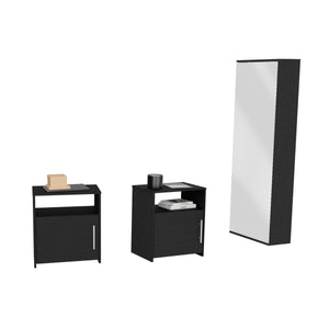 English Elm 3 Piece Bedroom Set with Baltimore Shoe Rack & 2 Omaha Nightstands, Black – Easy Assemble, Durable Finish B0200S00247