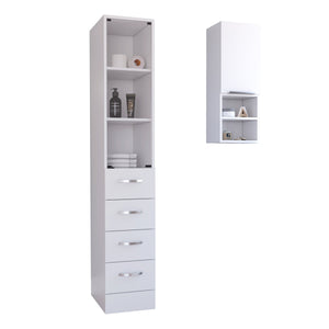 English Elm 2 Piece Bathroom Set with Linen & Medicine Cabinets — Easy RTA Assembly, Sturdy Particle Board Craftsmanship White 15.8 L x 15.75 W x 4.72 H B0200S00212