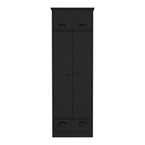 English Elm Dresser-closet with secure interlocking assembly, roomy upper storage, shelves, hanging rod, drawer Black 73.6 L x 24.4 W x 3.54 H B097S00005