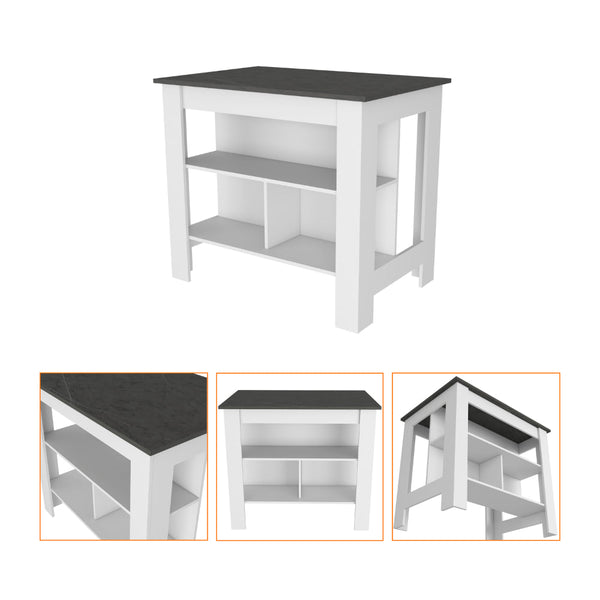 English Elm 2 Piece Kitchen Set with Island and Pantry Cabinet — Sturdy RTA Particle Board, Easy Interlock Assembly, Pre‑drilled Holes, Clear Instructions, Durable Finish White 37.48 L x 2.7 W x 7.6 H B0200S00209
