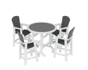 English Elm HDPE High Top Patio Bar Table Set for 4 White & Gray – Durable Outdoor HDPE Dining Table and 4 Chairs W1209S00016