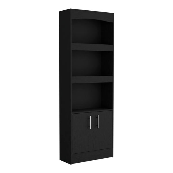 English Elm 2 Piece Office Set Bookcase and Desk with Easy Interlock Assembly, Durable Particle Board, Sleek Finish Black 74.88 L x 16.63 W x 5 H B0200S00219
