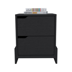 English Elm Nightstand, Modern RTA Single Door Cabinet with One Shelf, Metal Handle and Superior Top Design Black 24.4 L x 19.6 W x 5.9 H B097120606