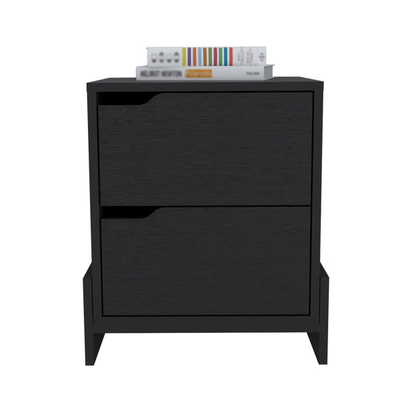 English Elm Nightstand, Modern RTA Single Door Cabinet with One Shelf, Metal Handle and Superior Top Design Black 24.4 L x 19.6 W x 5.9 H B097120606