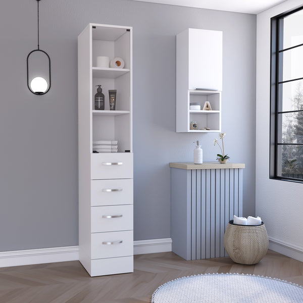 English Elm 2 Piece Bathroom Set Featuring Magna Linen & Savona Medicine Cabinets with Easy RTA Assembly, Durable Wood White 15.8 L x 15.75 W x 4.72 H B097S00022